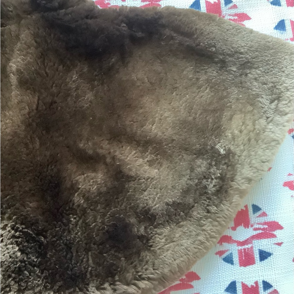 Vintage Brown Shearling Large Button Capelet - image 6